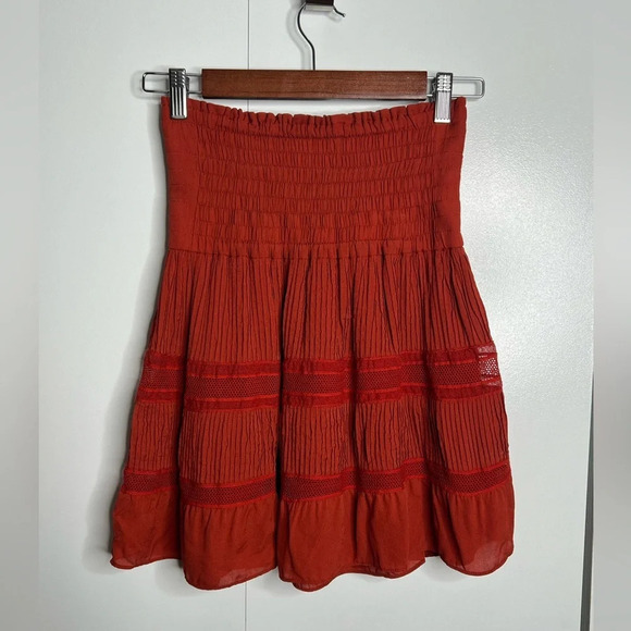 A.L.C. Mini Pleated Skirt 100% silk in Rust Red color - Size 2 - Picture 1 of 8